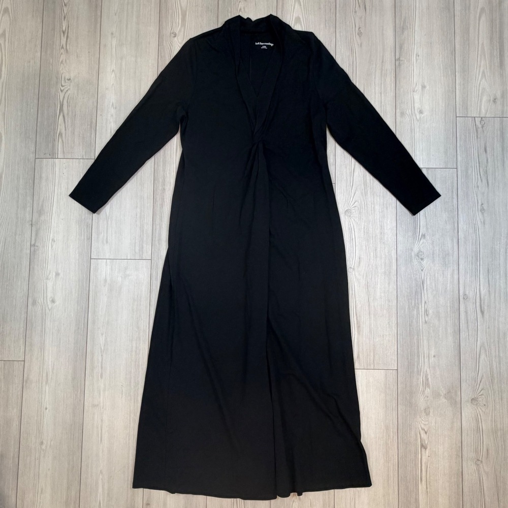 Soft Surroundings Black Twist Front Lagia Maxi Dress Long Sleeve V-Neck XL